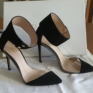 Black and clear RAYE heels